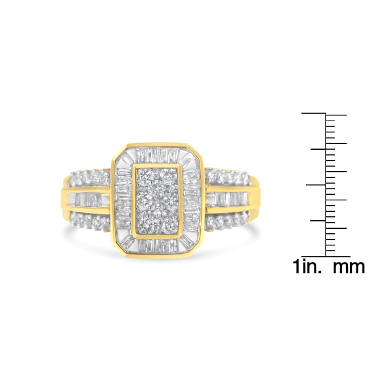10K Yellow Gold Round and Baguette-Cut Diamond Cocktail Ring (1.0 Cttw,
H-I Color, SI2-I1 Clarity)