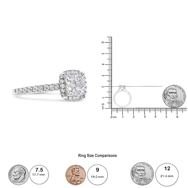 14K White Gold 1.00 Cttw Invisible Set Princess Diamond Composite
Cushion Engagement Ring