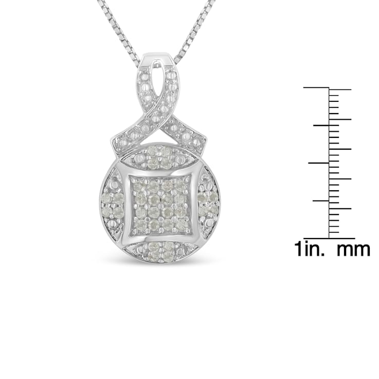0.33ctw Diamond Ribbon and Circle Cluster Sterling Silver Necklace