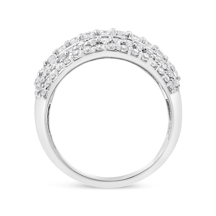 Sterling Silver 2.0ctw Round and Baguette-Cut Diamond Cluster Ring (H-I
Color, I1-I2 Clarity)