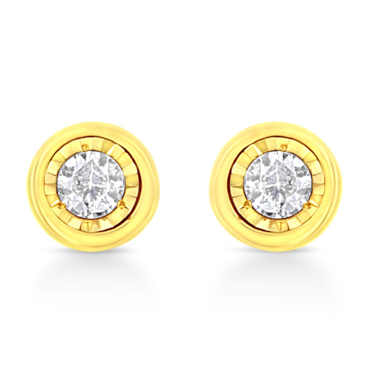 10K Yellow Gold Over Sterling Silver 1/10ctw Miracle-Set Diamond Circle
Shape Stud Earrings