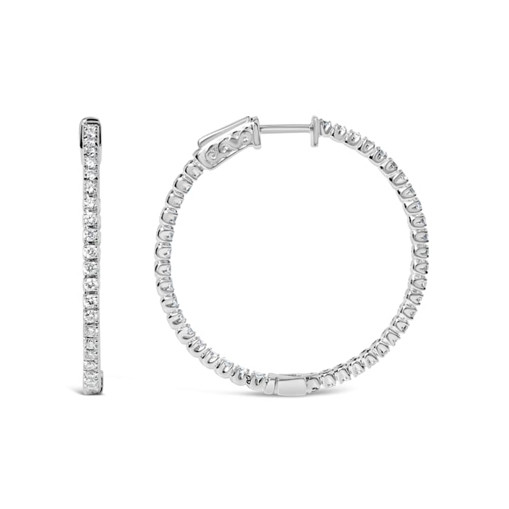 14K White Gold 1 1/2 Cttw Lab Grown Diamond Inside Out Hoop Earrings
(G-H Color, VS2-SI1 Clarity)