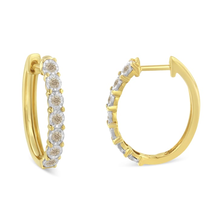 10K Two-Toned Gold Diamond Hoop Earring 1/2ctw