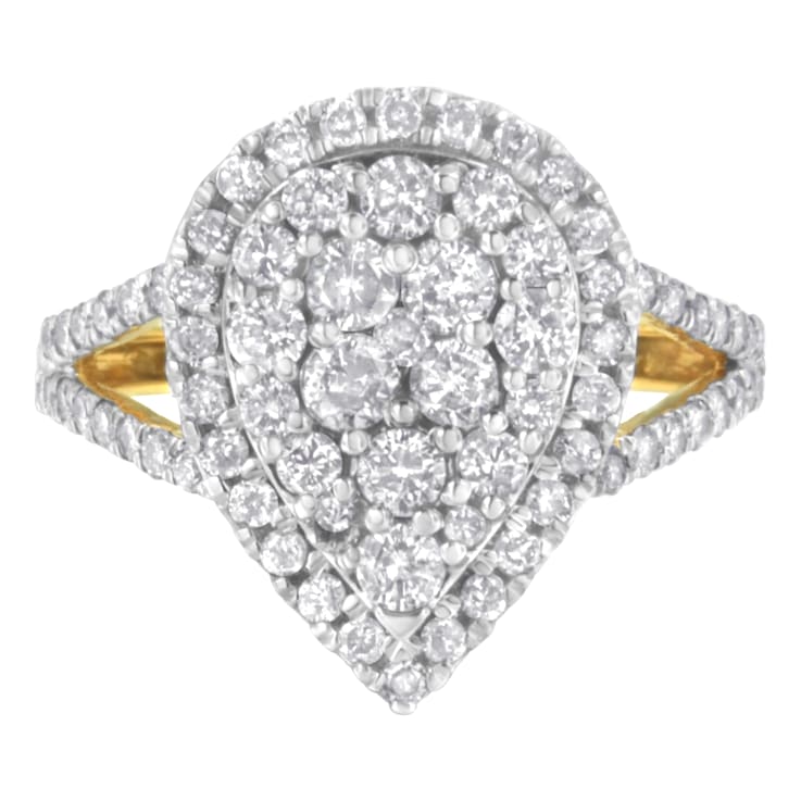 10K Yellow Gold Over Sterling Silver Diamond Cluster Ring (1 1/2 Cttw,
H-I Color, I1-I2 Clarity)