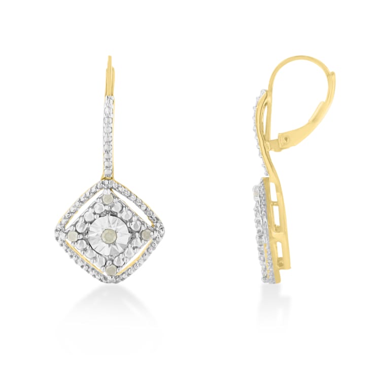 Sterling Silver Rose Diamond Dangle Earring .25ctw