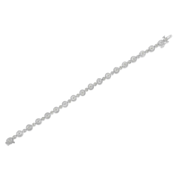 Sterling Silver 1 1/3 cttw Diamond Alternating Link Bracelet (I-J Color,
I3 Clarity) -7"