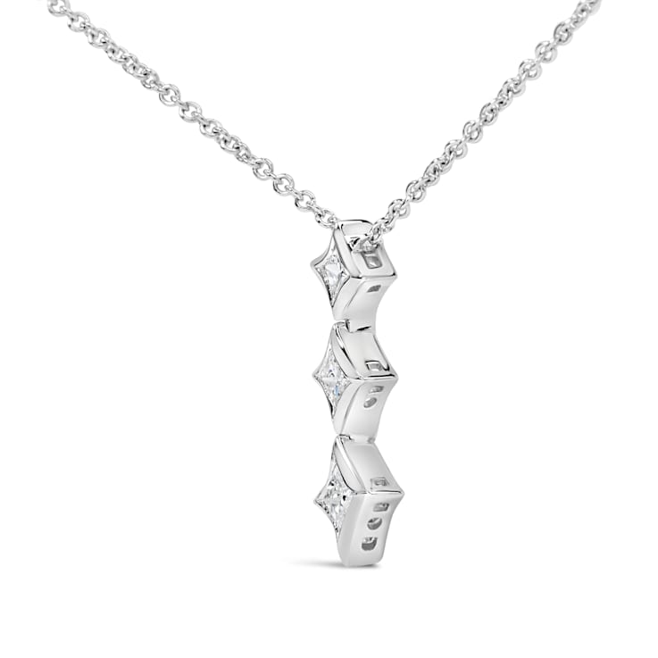 10K White Gold 1/5ctw Princess Cut Diamond 3 Stone 18" Pendant
Chain(H-I Color, SI2-I1 Clarity)