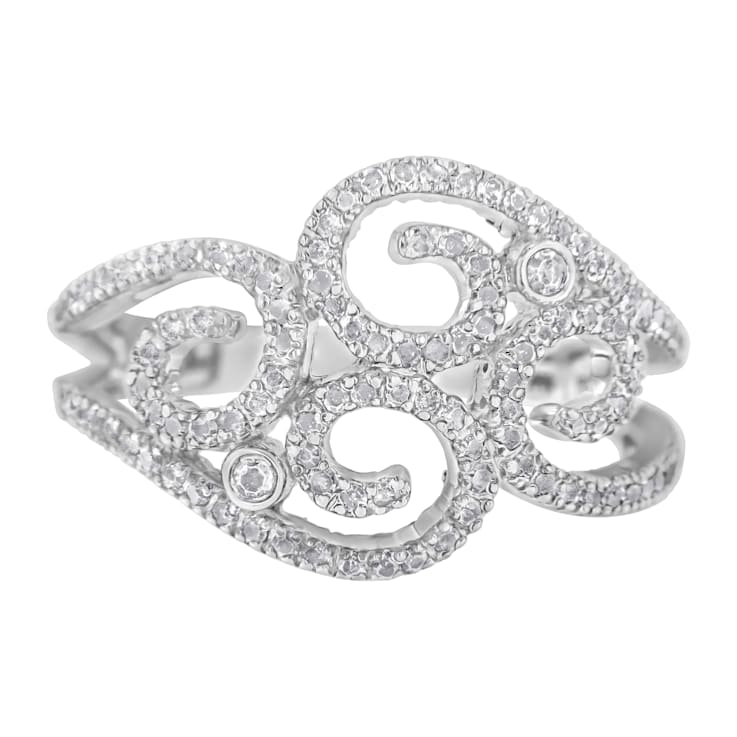 14K White Gold Round Cut Diamond Cluster Ring (1/2 cttw, SI1-SI2
Clarity, H-I Color)