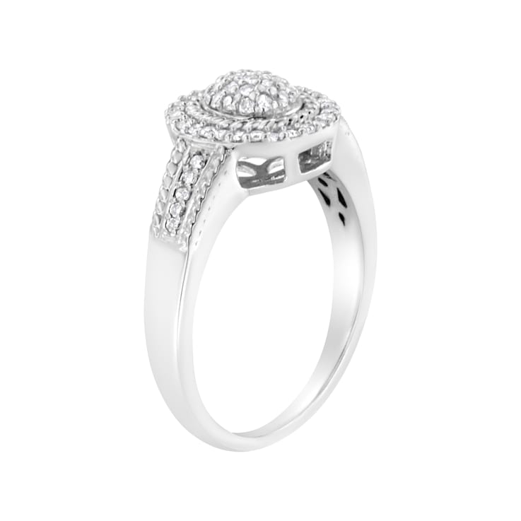 0.33ctw Round Diamond Braided Halo Sterling Silver Ring