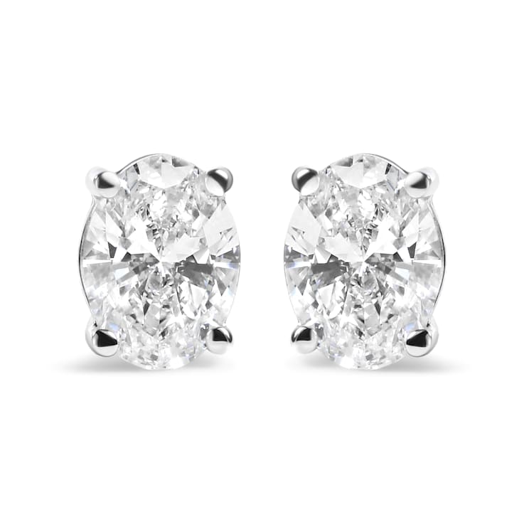 14K White Gold 3/4ctw Oval Lab Grown Diamond Solitaire Stud Earrings
(F-G Color, VS1-VS2 Clarity)