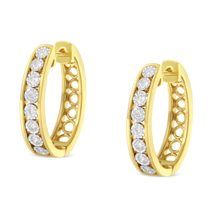 10K Two-Tone Gold Diamond Hoop Earring 1/2ctw - 15JFHA