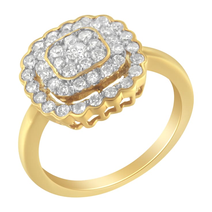 10K Yellow Gold Over Sterling Silver Diamond Cocktail Ring (3/4 Cttw,
J-K Color, I2-I3 Clarity)