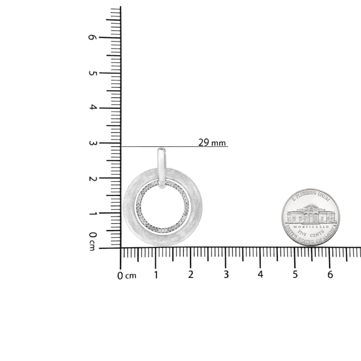 .925 Sterling Silver Prong-Set Diamond Accent Satin Finished Double
Circle 18" Pendant Necklace