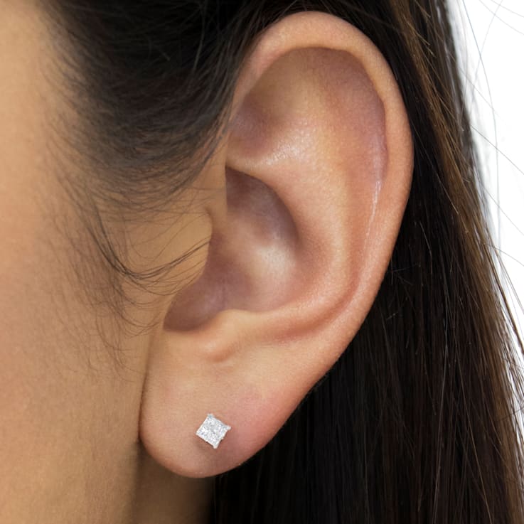 10K White Gold Diamond Stud Earrings 3/4ctw - 1T5DRA