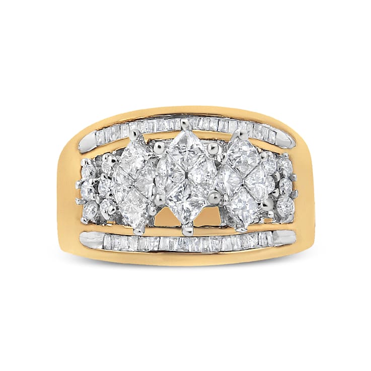 10K Two-tone 1 1/2ctw Pear Shaped 3 Stone Style Diamond Ring Band (H-I
Color, SI1-SI2 Clarity)
