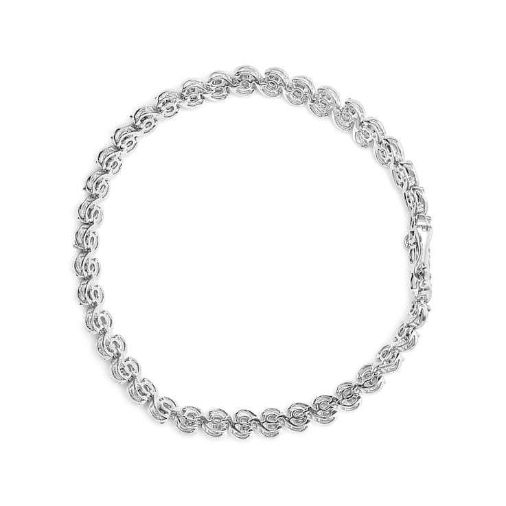 Sterling Silver 1/4ctw Miracle Set Diamond and Beaded 7" Tennis
Bracelet (I-J Color, I2-I3 Clarity)