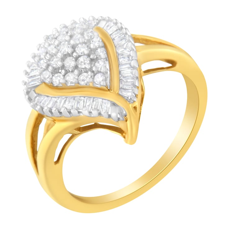 10K Yellow Gold Diamond Cluster Ring (1/2 Cttw, I-J Color, I1-I2 Clarity)