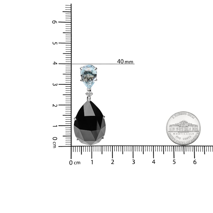 18K White Gold Onyx Pear and Blue Topaz Pear Gemstone with Diamond
Accent Teardrop Dangle Earrings