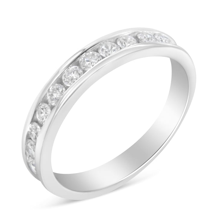 18K White Gold IGI Certified 1/2ctw Diamond Channel Set Eternity
Band(H-I Color, I1-I2 Clarity)