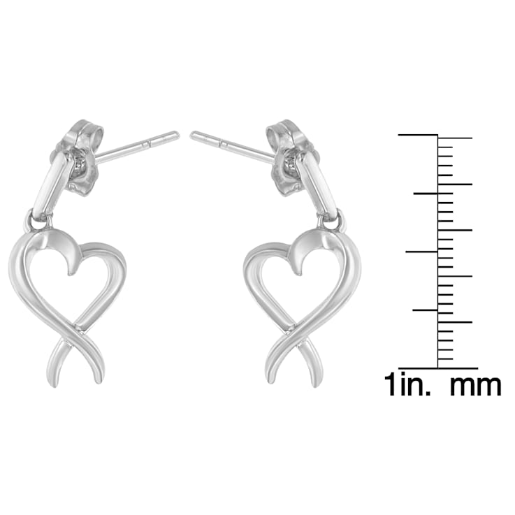 Sterling Silver Dangle-Heart Earrings