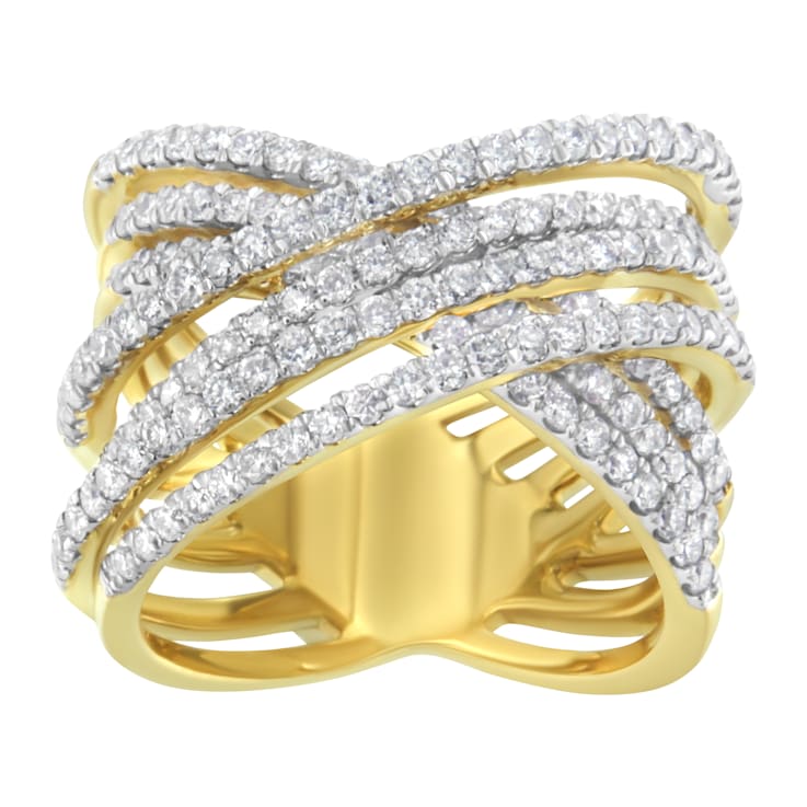 10K Yellow Gold Diamond Bypass Ring (1 5/8ctw, H-I Color, SI2-I1 Clarity)