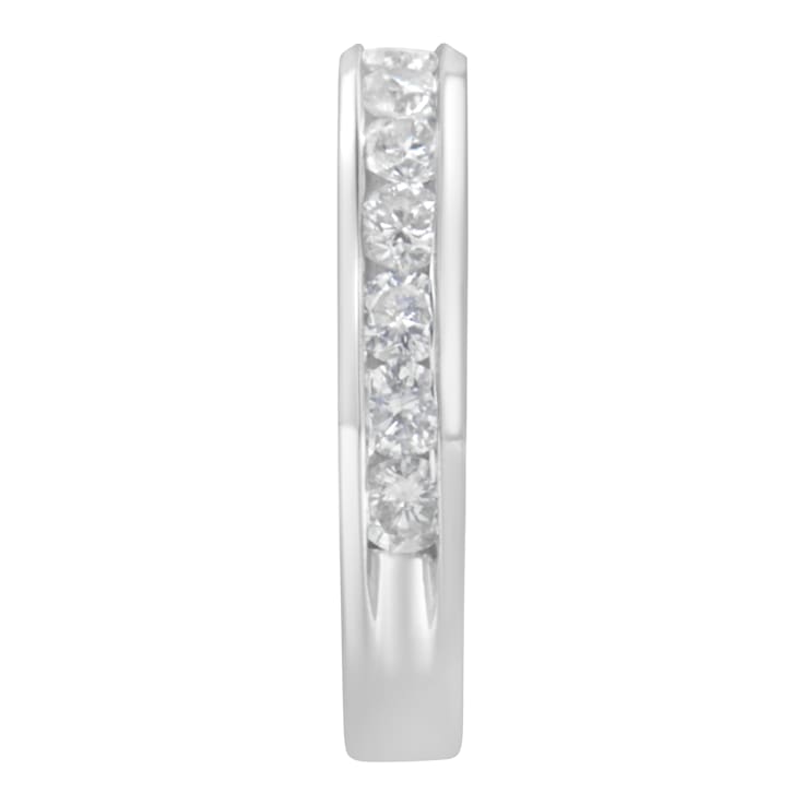 18K White Gold IGI Certified 1.0ctw Diamond Channel-Set Half-Eternity
Band(E-F Color, I1-I2 Clarity)
