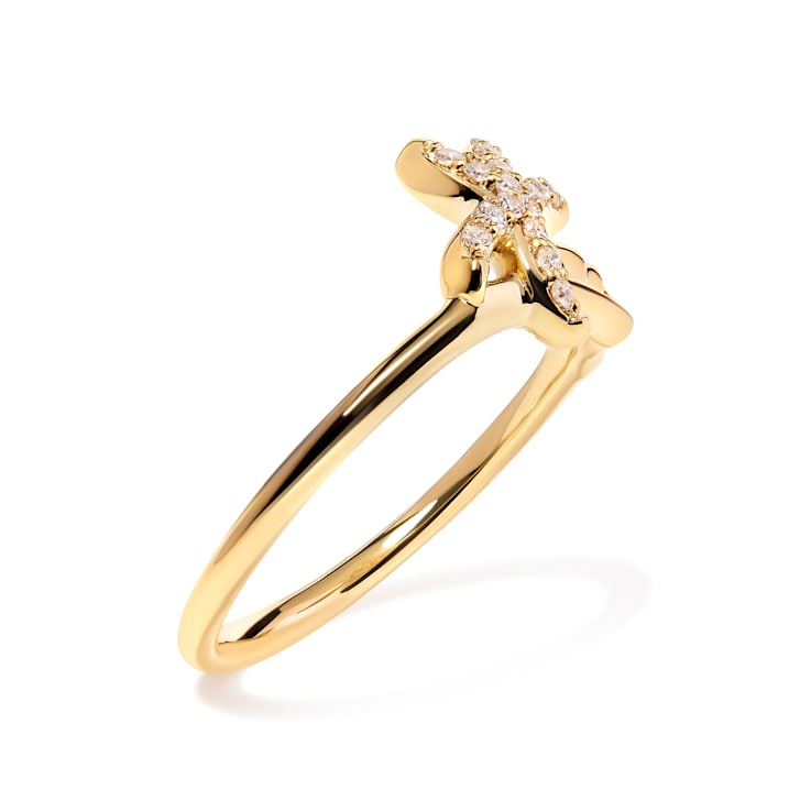 10K Yellow Gold 1/10ctw Diamond  Palm Tree Statement Ring (H-I Color,
I1-I2 Clarity)