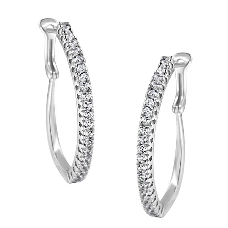 10K White Gold 1 cttw Diamond Hoop Earrings (I-J Clarity, I2-I3 Color)