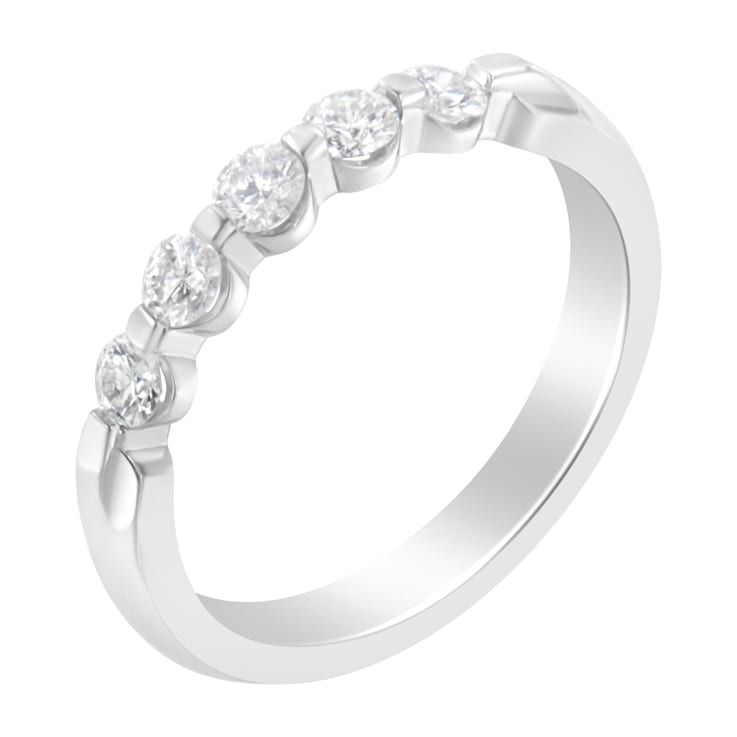 14K White Gold 1/2ctw Diamond 5-Stone Band Ring (H-I Clarity, SI2-I1 Color)