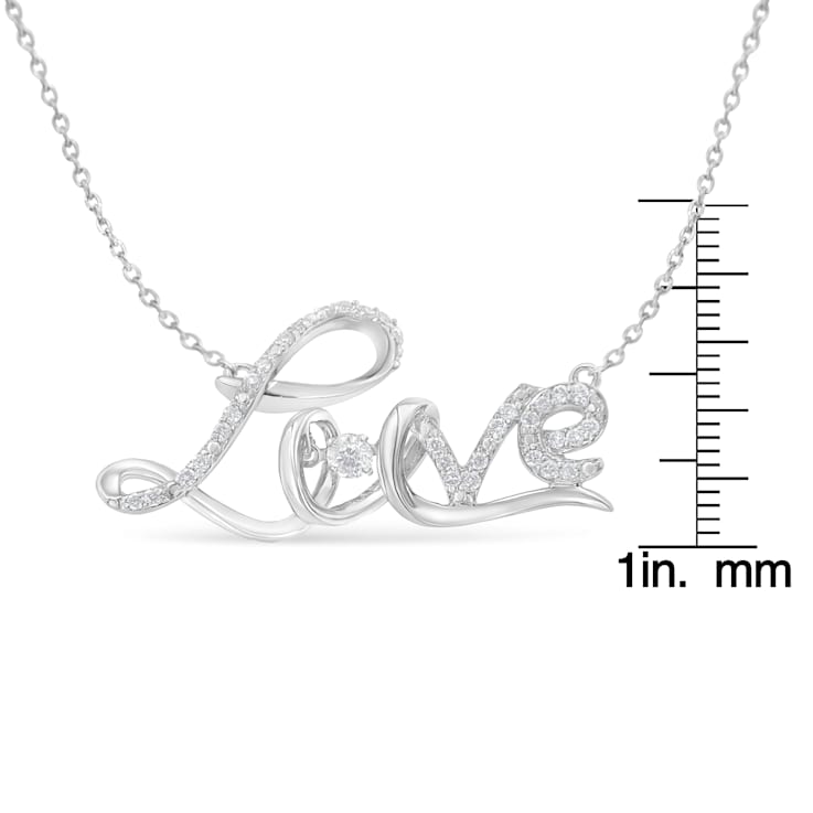Sterling Silver 1/4 Cttw Diamond Cursive "Love" 18"
Pendant Necklace (H-I Color, I1-I2 Clarity)