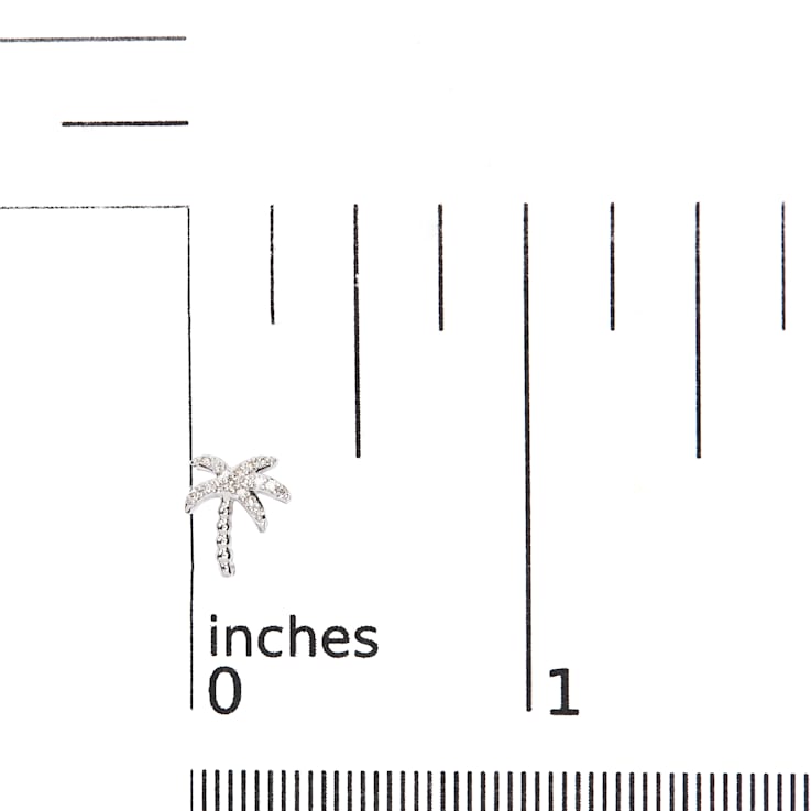 10K White Gold 1/10 Cttw Diamond  Encrusted Palm Tree Stud Earrings (H-I
Color, I1-I2 Clarity)