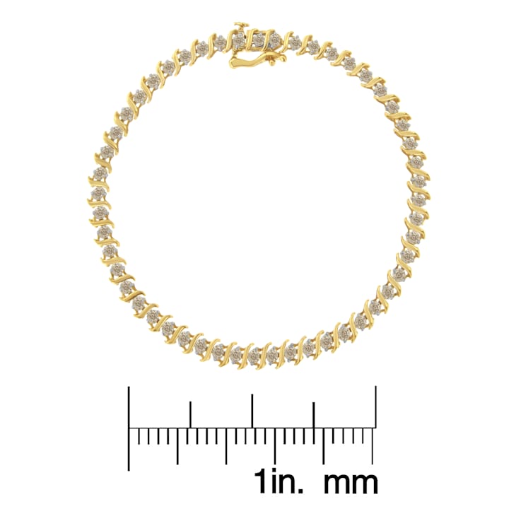 10K Yellow Gold Over Sterling Silver 2.0ctw Diamond S-Link Bracelet