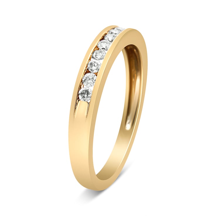 10K Yellow Gold Over Sterling Silver 1/4ctw Round Diamond Wedding Ring
(K-L Color, I1-I2 Clarity)