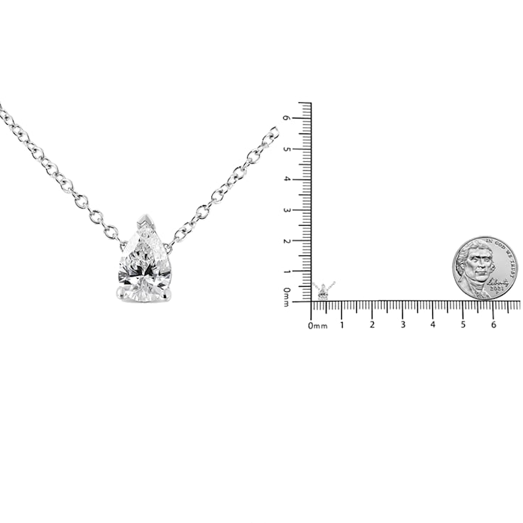14K White Gold 1/10ctw Pear Shape Lab Grown Diamond Solitaire Necklace
(F-G Color, VS2-SI1 Clarity)