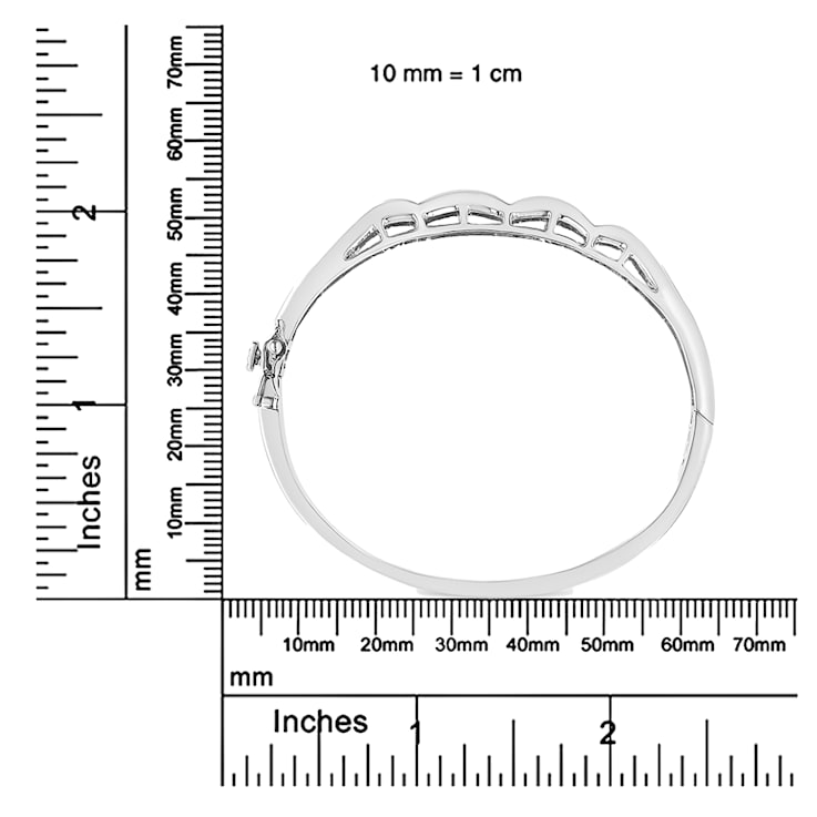 14K White Gold 3 1/3ctw Invisible Set Princess-Cut Diamond Wave Bangle Bracelet