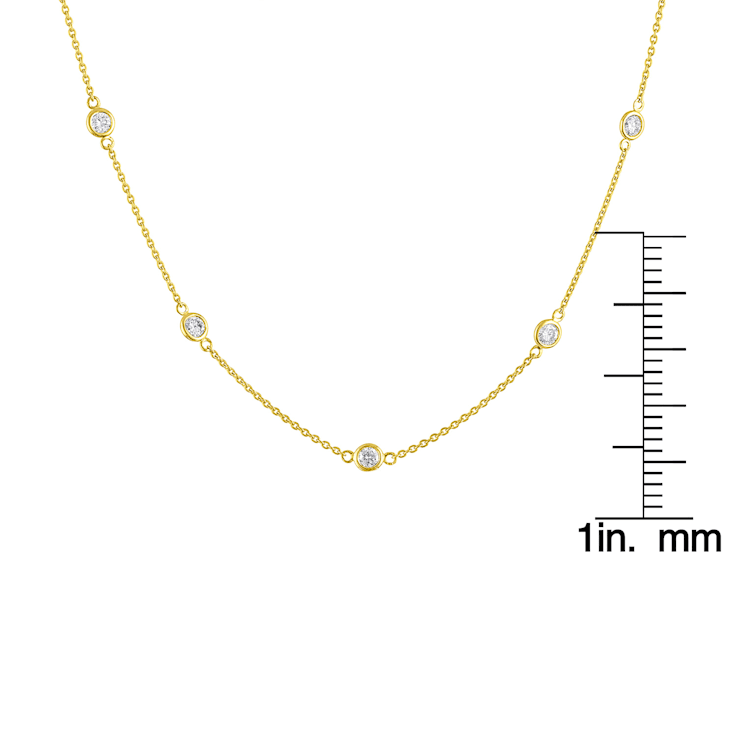 1.10ctw Diamond 14K Yellow Gold Station Necklace