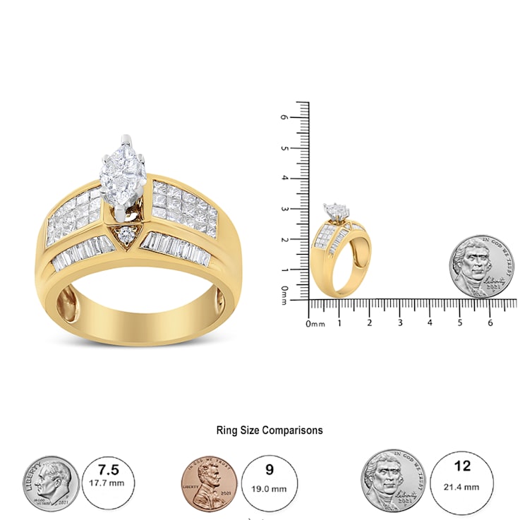14K Yellow and White Gold 1 3/4ctw Mixed Shape Diamond Ring (H-I Color,
SI1-SI2 Clarity)