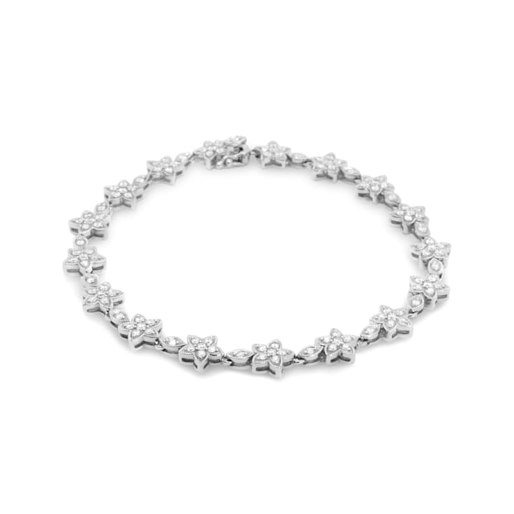 14K White Gold 1 1/5ctw Diamond Flower Blossom Link Bracelet (H-I Color,
SI1-SI2 Clarity) - Size 7"