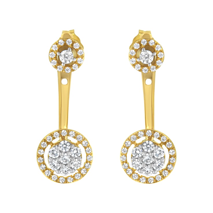 14K Yellow Gold Over Sterling Silver 5/8ctw Diamond Removable Stud and
Dangle Earrings