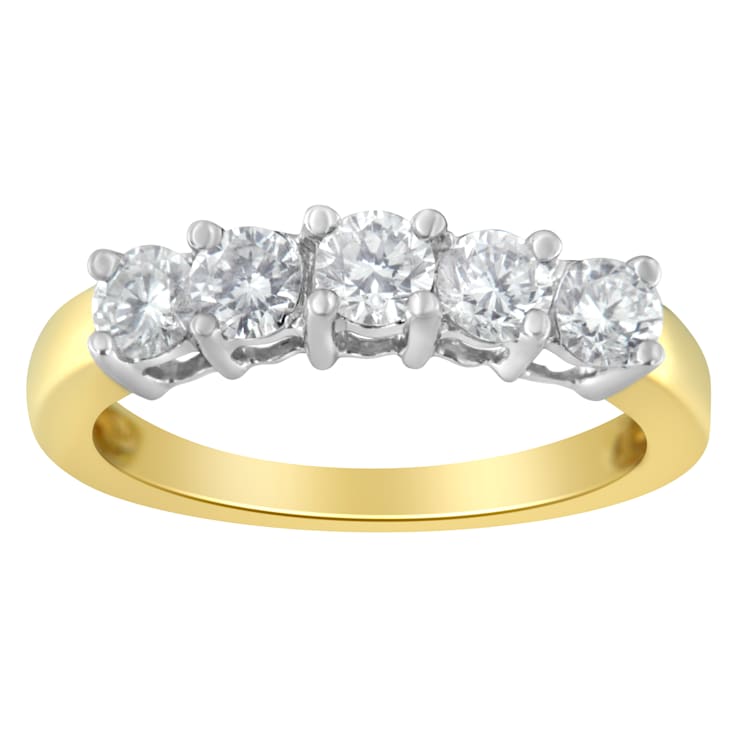 14K Yellow Gold 5 Stone Diamond Ring (1 cttw, H-I Color, SI1-SI2 Clarity)