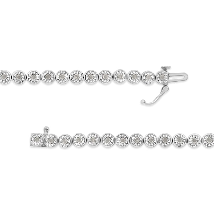 Rhodium Over Sterling Silver 1.0 Cttw Diamond Tennis Bracelet (I-J, I3)