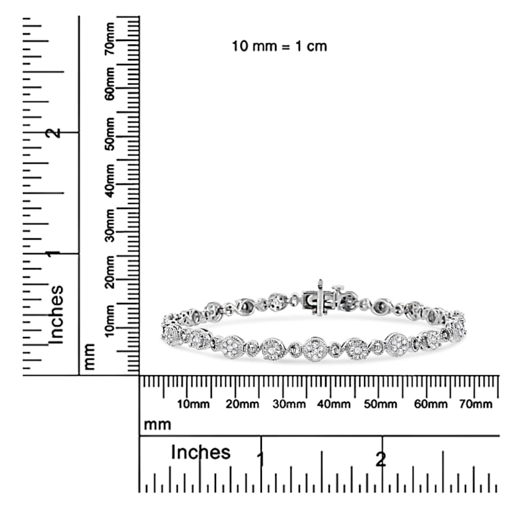 1.00ctw White Diamond Swirl Sterling Silver Tennis Bracelet