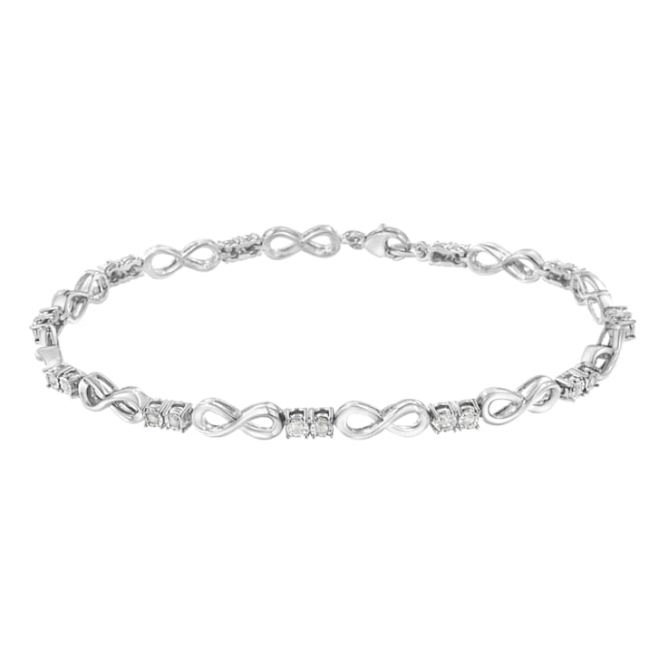 Sterling Silver .25ctw Miracle Set Diamond Infinity Link Bracelet
