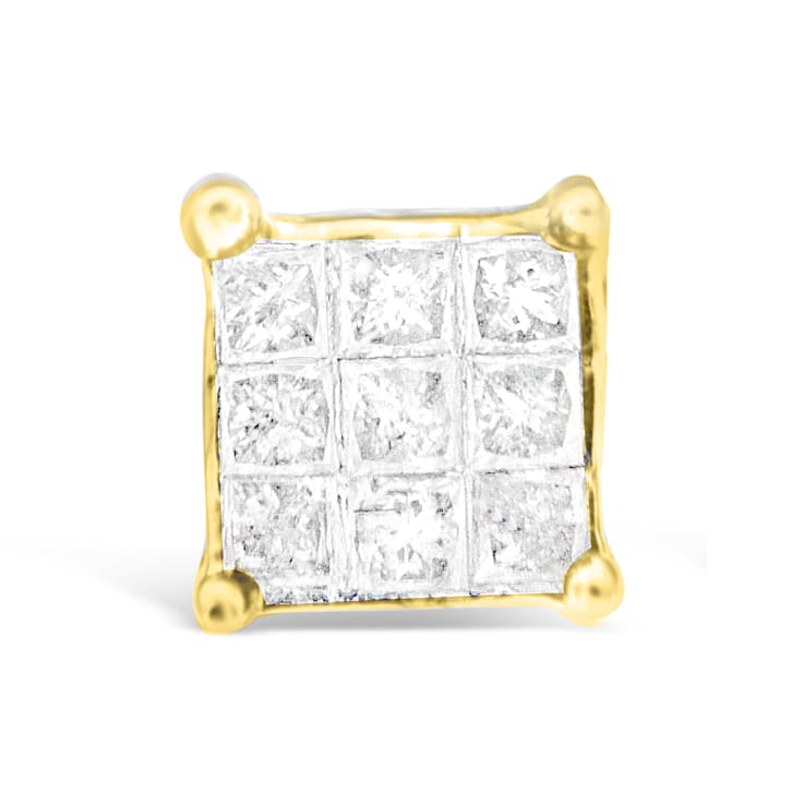 10K Yellow Gold Princess-cut Diamond Earrings 0.25ctw