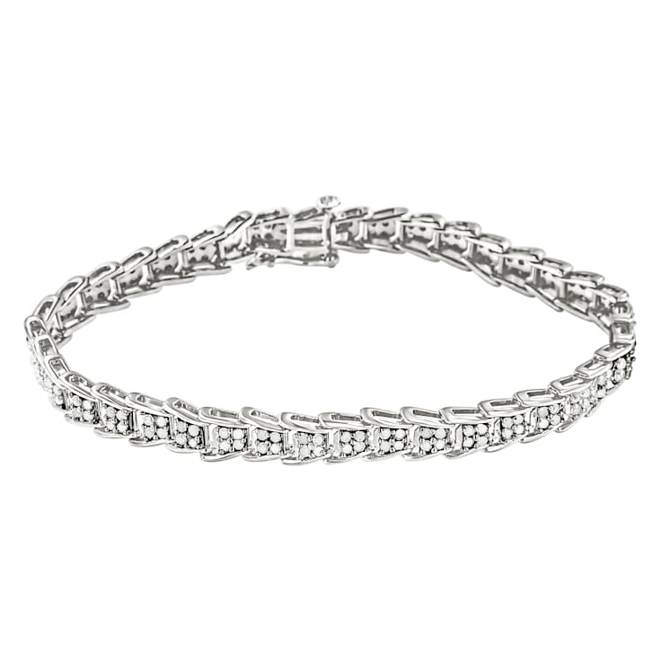 10K White Gold 2.0ctw Diamond Fan-Shaped Link Tennis Bracelet