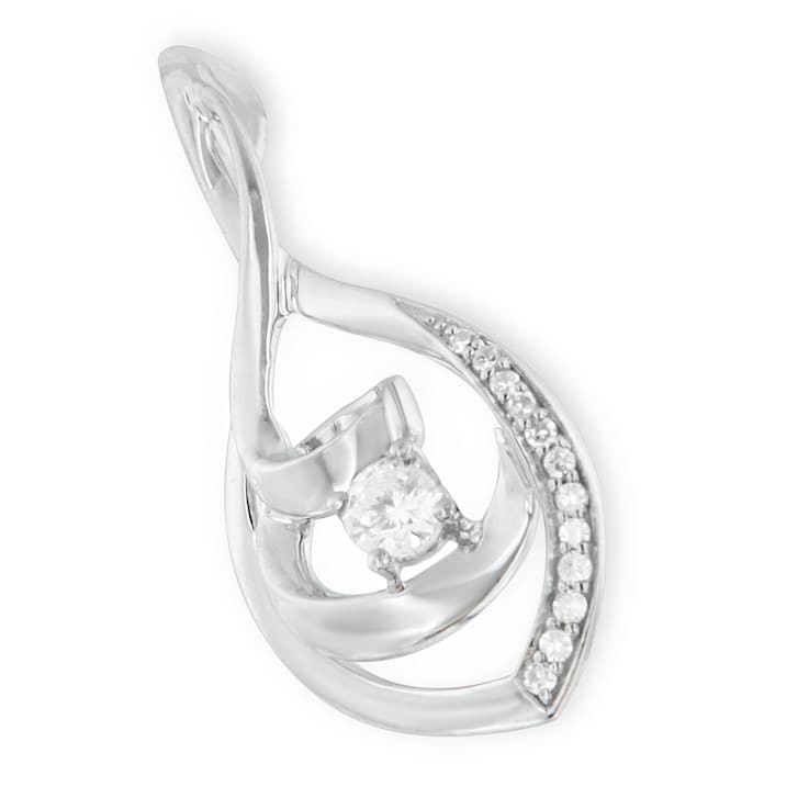 10K White Gold 1/4 Cttw Brilliant-Cut Round Diamond Spiral Link 18"
Pendant Necklace