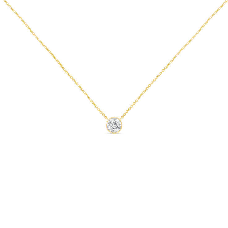 0.10ctw Diamond Bezel Set Solitaire 10K Yellow Gold Necklace (H-I, SI2-I1)
