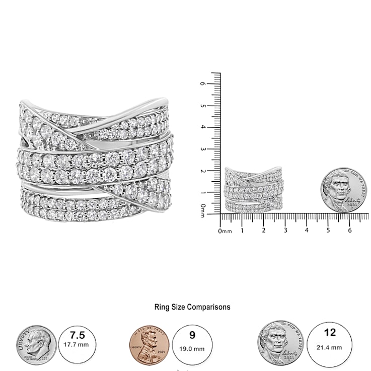 Sterling Silver 2.0ctw Round Diamond  Bypass Band Ring (I-J Color, I2-I3 Clarity)
