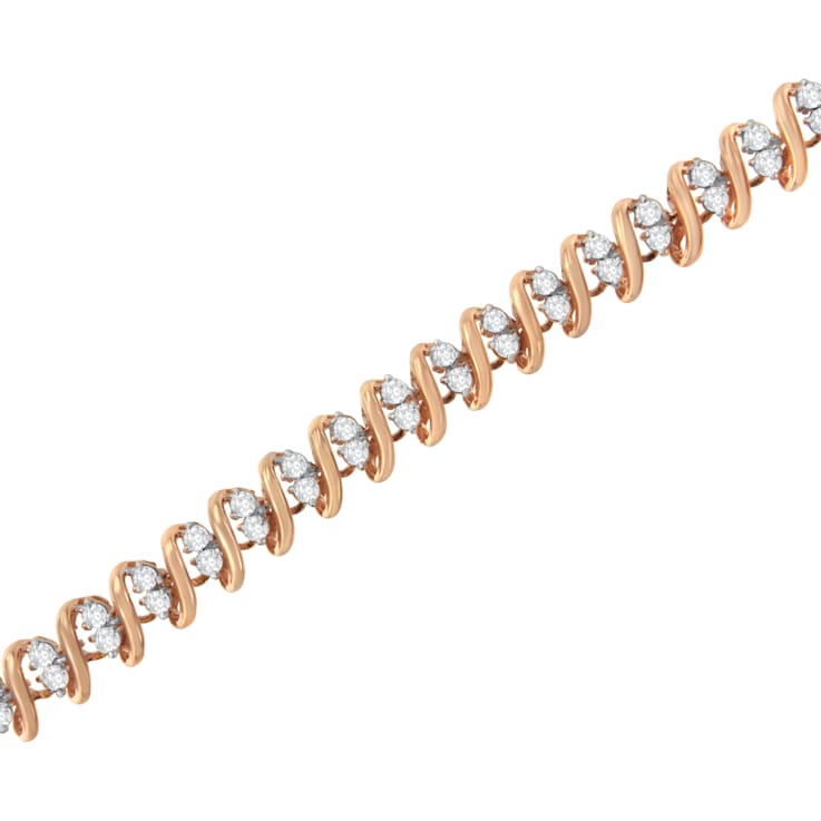 14K Rose Gold Over Sterling Silver 2.0ctw Diamond S Link Tennis Bracelet