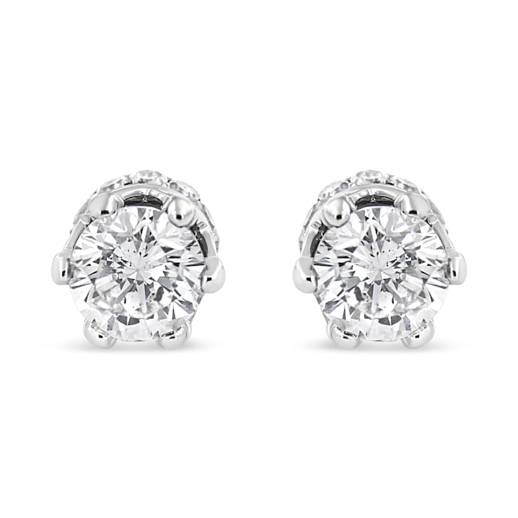 2.00ctw Round 14K White Gold Prong-Set Diamond Crown Stud Earring
